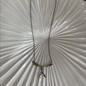 Silver Tone Rhodium Arrow Necklace